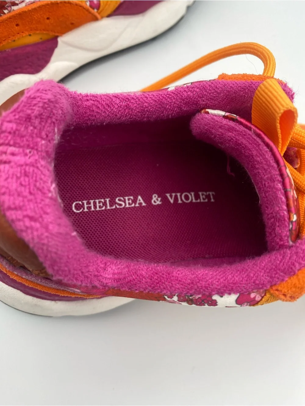 Chelsea & Violet Orange and Magenta Floral Sneakers